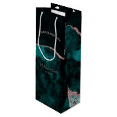 Sac Cadeau Pour Bouteille Peacock Green & Rose Gold Foil Félicitations (Devant Angle)