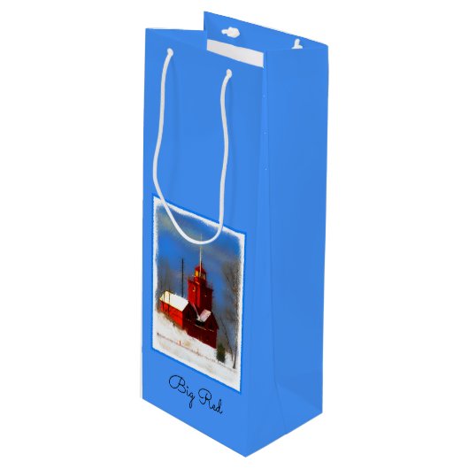 Sac Cadeau Pour Bouteille Peinture de phare rouge - Art original (Devant Angle)
