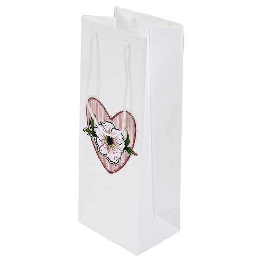 Sac Cadeau Pour Bouteille Peony Heart (Devant Angle)