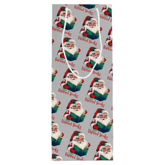Sac Cadeau Pour Bouteille Père Noël Lit Les Livres Interdits (Dos)