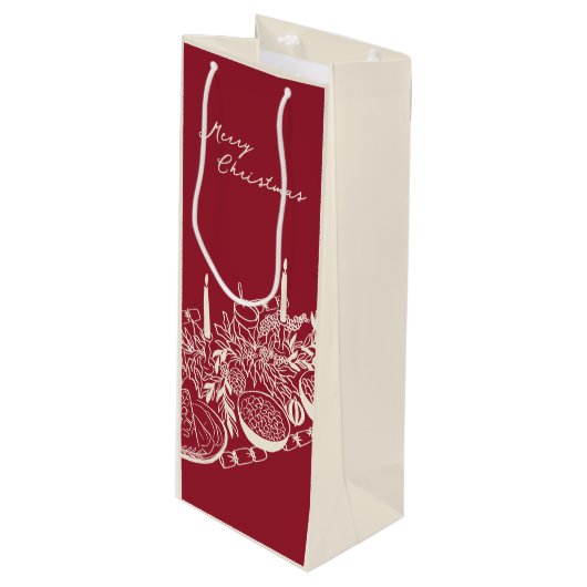 Sac Cadeau Pour Bouteille Personalized Merry Christmas Table Minimal Design (Devant Angle)