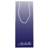 Sac Cadeau Pour Bouteille Personnalized gradient ombre navy blue (Dos)