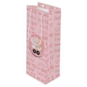 Sac Cadeau Pour Bouteille Petite Fille Bébé En Buggy Nouveau Bébé