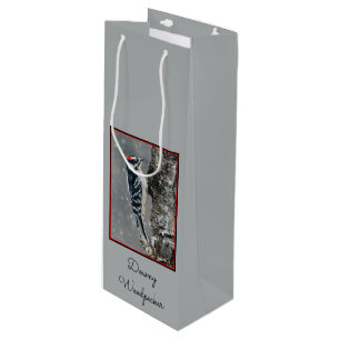 Sac Cadeau Pour Bouteille Pic Downy en neige - Photo originale
