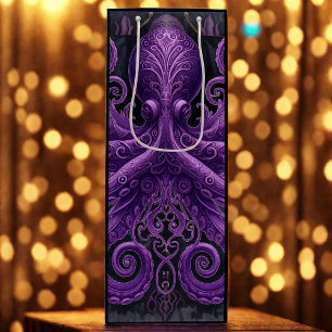 Sac Cadeau Pour Bouteille Pieuvre violette Steampunk Kraken victorien 