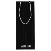 Sac Cadeau Pour Bouteille Pinstripes noires (Dos)