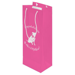 Sac Cadeau Pour Bouteille Pit Bull Chien Baby shower rose fille Pitbull