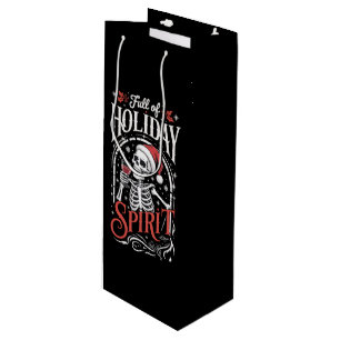 Sac Cadeau Pour Bouteille Plein d'esprit de fête de Noël Squelette de Noël b