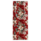 Sac Cadeau Pour Bouteille Poinsettia blanc vert rouge (Dos)