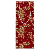 Sac Cadeau Pour Bouteille Poinsettias Métal Or Sur Rouge (Dos)