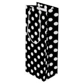 Sac Cadeau Pour Bouteille Pois blancs sur Arrière - plan noir (Devant Angle)