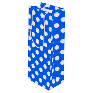 Sac Cadeau Pour Bouteille Pois blancs sur bleu royal