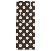 Sac Cadeau Pour Bouteille Pois blancs sur brun (Devant)