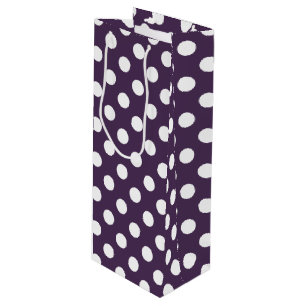 Sac Cadeau Pour Bouteille Pois blancs sur prune violette
