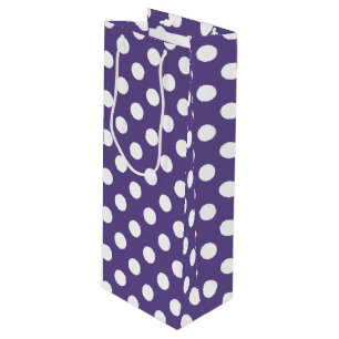 Sac Cadeau Pour Bouteille Pois blancs sur ultra violet