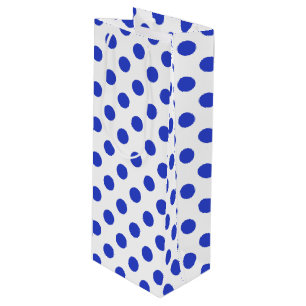 Sac Cadeau Pour Bouteille Pois bleu royal
