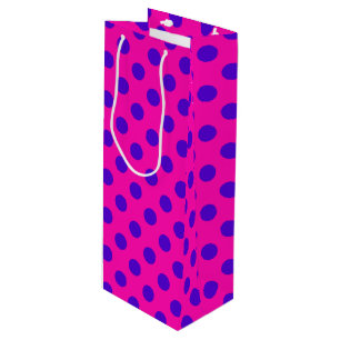 Sac Cadeau Pour Bouteille Pois bleus sur fuchsia
