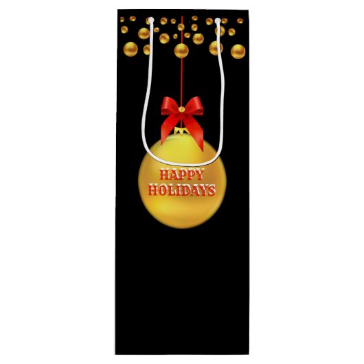 Sac Cadeau Pour Bouteille Pois d'or de Noël (Devant)