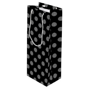 Sac Cadeau Pour Bouteille Pois gris et noir
