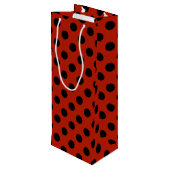 Sac Cadeau Pour Bouteille Pois noirs en rouge (Dos Angle)