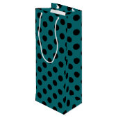 Sac Cadeau Pour Bouteille Pois noirs en turquoise (Dos Angle)