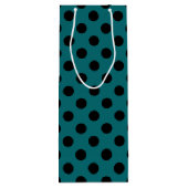Sac Cadeau Pour Bouteille Pois noirs en turquoise (Dos)
