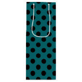 Sac Cadeau Pour Bouteille Pois noirs en turquoise (Devant)