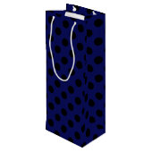 Sac Cadeau Pour Bouteille Pois noirs sur bleu marine (Dos Angle)
