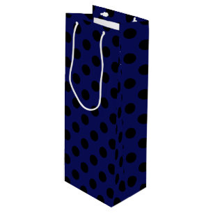 Sac Cadeau Pour Bouteille Pois noirs sur bleu marine