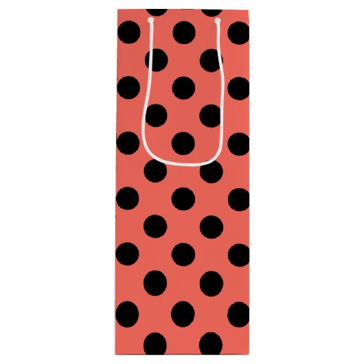 Sac Cadeau Pour Bouteille Pois noirs sur corail vivant (Devant)