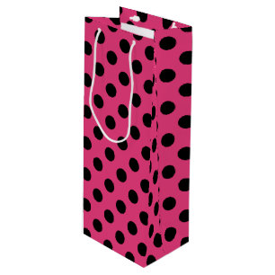 Sac Cadeau Pour Bouteille Pois noirs sur fuchsia