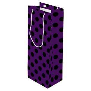 Sac Cadeau Pour Bouteille Pois noirs sur prune violette