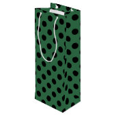 Sac Cadeau Pour Bouteille Pois noirs sur vert kelly (Dos Angle)