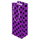 Sac Cadeau Pour Bouteille Pois noirs sur violet (Dos Angle)