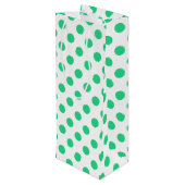 Sac Cadeau Pour Bouteille Pois verts et blancs (Dos Angle)