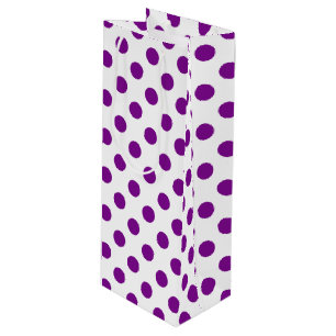 Sac Cadeau Pour Bouteille Pois violets et blancs