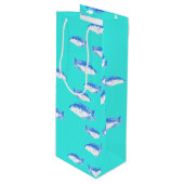 Sac Cadeau Pour Bouteille Poisson bleu turquoise (Devant Angle)