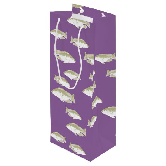 Sac Cadeau Pour Bouteille Poisson sur violet (Dos Angle)