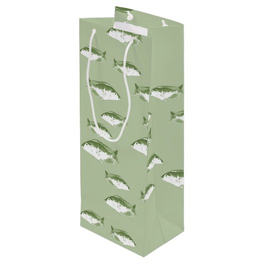 Sac Cadeau Pour Bouteille Poisson vert olive (Dos Angle)