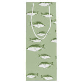 Sac Cadeau Pour Bouteille Poisson vert olive (Dos)