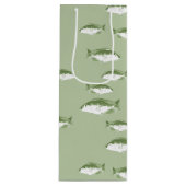 Sac Cadeau Pour Bouteille Poisson vert olive (Devant)