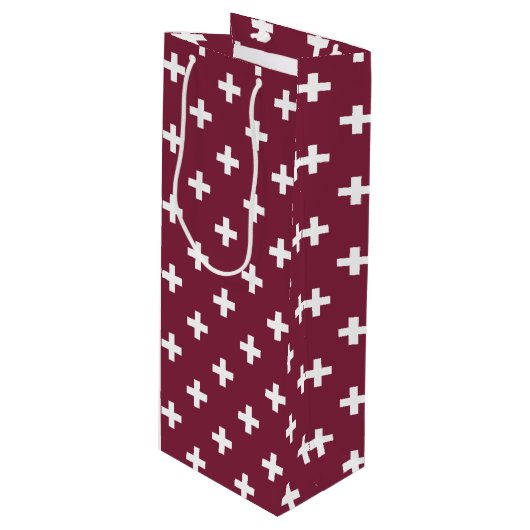 Sac Cadeau Pour Bouteille Polka blanche croise sur mûrier (Devant Angle)