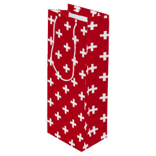 Sac Cadeau Pour Bouteille Polka blanche croise sur rouge