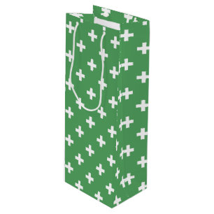 Sac Cadeau Pour Bouteille Polka blanche croise sur vert