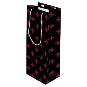 Sac Cadeau Pour Bouteille Polka de mûre croise sur le noir