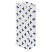 Sac Cadeau Pour Bouteille Polka gris-bleu croise sur blanc (Dos Angle)