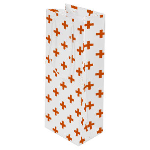 Sac Cadeau Pour Bouteille Polka orange croise sur blanc