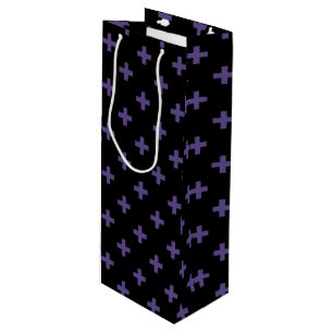 Sac Cadeau Pour Bouteille Polka ultra violet croise sur noir