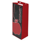 Sac Cadeau Pour Bouteille Pomme enseignant personnalisée avec Motif Chevron (Devant Angle)