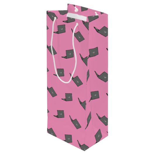 Sac Cadeau Pour Bouteille Portable gris avec logo d'oiseau (Dos Angle)